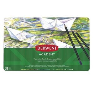 NWT! Derwent Academy Watercolor Pencils 36 count in Metal Tin
